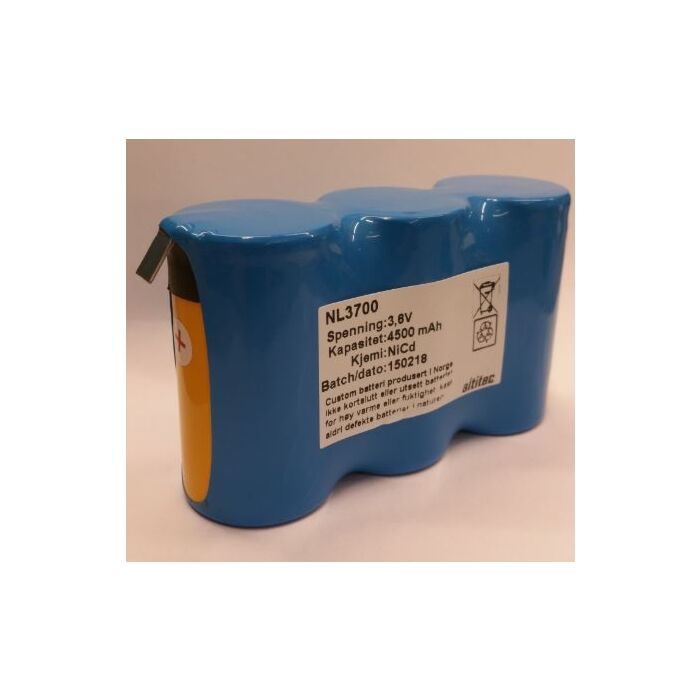 3,6v 4,0Ah nødlysbatteripakke m/ Faston