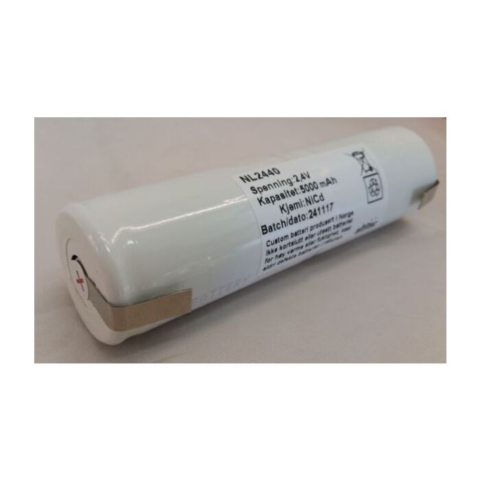 2,4v 4,0Ah nødlysbatteripakke m/ Faston i stav