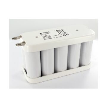 Batteri 12V 7Ah NiCd med krympestrømpe og loddeøre tilkobling, erstatter Saft 120185, 804065 SCY 24/140