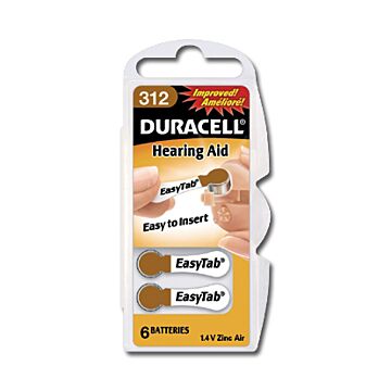 Duracell Høreapparatbatteri DA 312 EasyTab 1,4v 6-pakning