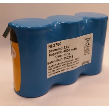 3,6v 4,0Ah nødlysbatteripakke m/ Faston