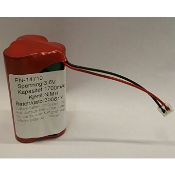 3,6V NIMH nødlysbatteri trekant med kontakt B958 48x29x29mm